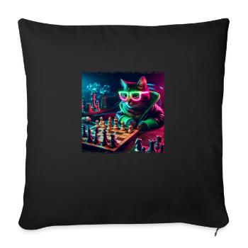 Chess Club Cat - Sofa pillowcase 17,3'' x 17,3'' (45 x 45 cm) - black - Front