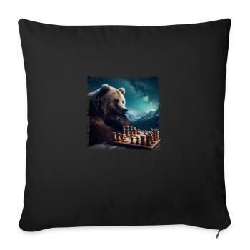Chess Playing Bear - Sofa pillowcase 17,3'' x 17,3'' (45 x 45 cm) - black - Front
