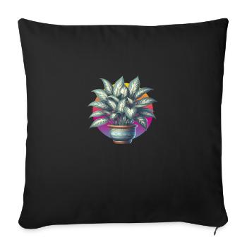 Plante Dieffenbachia en pot - Housse de coussin décorative 45 x 45 cm - noir - Devant