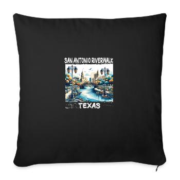 Promenade de San Antonio, Texas - Housse de coussin décorative 45 x 45 cm - noir - Devant
