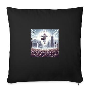Jésus sur New York - Housse de coussin décorative 45 x 45 cm - noir - Devant