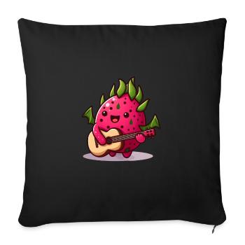 Dragon fruit plays guitar - Sofa pillowcase 17,3'' x 17,3'' (45 x 45 cm) - black - Front