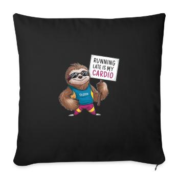 Paresseux avec signe humoristique - Housse de coussin décorative 45 x 45 cm - noir - Devant