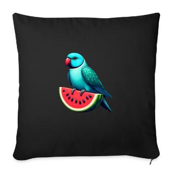 Indian Ring Neck Parrot Watermelon - Sofa pillowcase 17,3'' x 17,3'' (45 x 45 cm) - black - Front