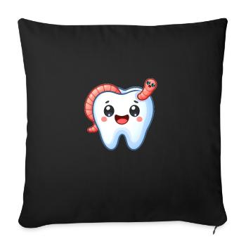 Funny tooth with worm - Sofa pillowcase 17,3'' x 17,3'' (45 x 45 cm) - black - Front