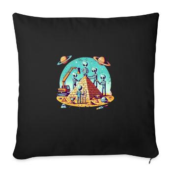 Les extraterrestres construisent une pyramide - Housse de coussin décorative 45 x 45 cm - noir - Devant