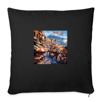 Naples Italy - Sofa pillowcase 17,3'' x 17,3'' (45 x 45 cm) - black - Front