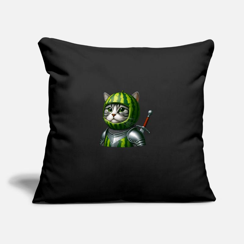 Chevalier chat pastèque Housse de coussin décorative 45 x 45 cm