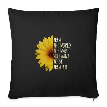 Save the world Rethinking! Sunflower Climate Protection - Sofa pillowcase 17,3'' x 17,3'' (45 x 45 cm) - black - Front