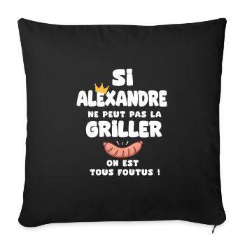 Alexandre roi barbecue cadeau alexandre fêtes - Housse de coussin décorative 45 x 45 cm - noir - Devant