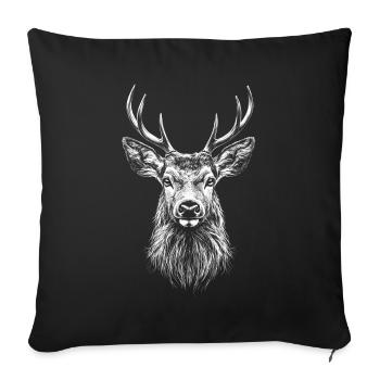 Cerf Portrait Animal sauvage Forêt Animal Cerf - Housse de coussin décorative 45 x 45 cm - noir - Devant
