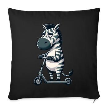 Grumpy Zebra Scooter Comic Scooter Fun - Sofa pillowcase 17,3'' x 17,3'' (45 x 45 cm) - black - Front