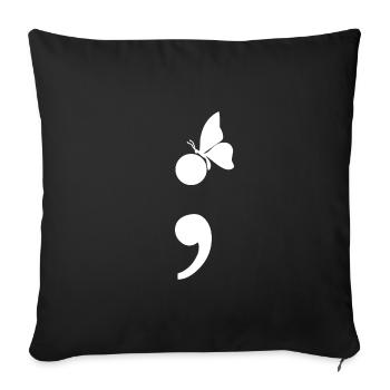 Point-virgule avec dépression papillon - Housse de coussin décorative 45 x 45 cm - noir - Devant