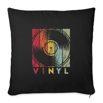 Vinyl retro old school used look vinyl record - Sofa pillowcase 17,3'' x 17,3'' (45 x 45 cm) - black - Front