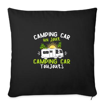 Humour Camping car Cadeau Couple - Housse de coussin décorative 45 x 45 cm - noir - Devant