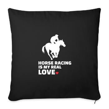 I love horse racing - Sofa pillowcase 17,3'' x 17,3'' (45 x 45 cm) - black - Front