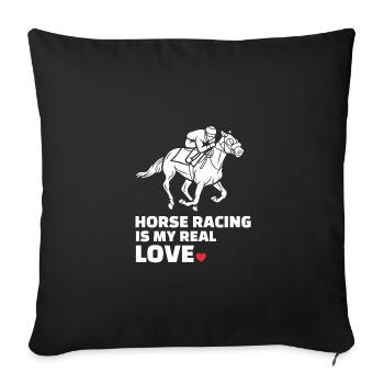 I love horse racing - Sofa pillowcase 17,3'' x 17,3'' (45 x 45 cm) - black - Front