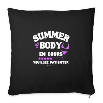 T-shirt Femme Musculation Sport - Housse de coussin décorative 45 x 45 cm - noir - Devant