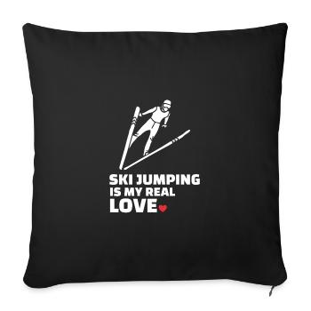 I love ski jumping - Sofa pillowcase 17,3'' x 17,3'' (45 x 45 cm) - black - Front