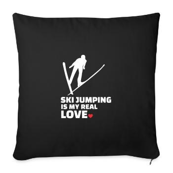 I love ski jumping - Sofa pillowcase 17,3'' x 17,3'' (45 x 45 cm) - black - Front