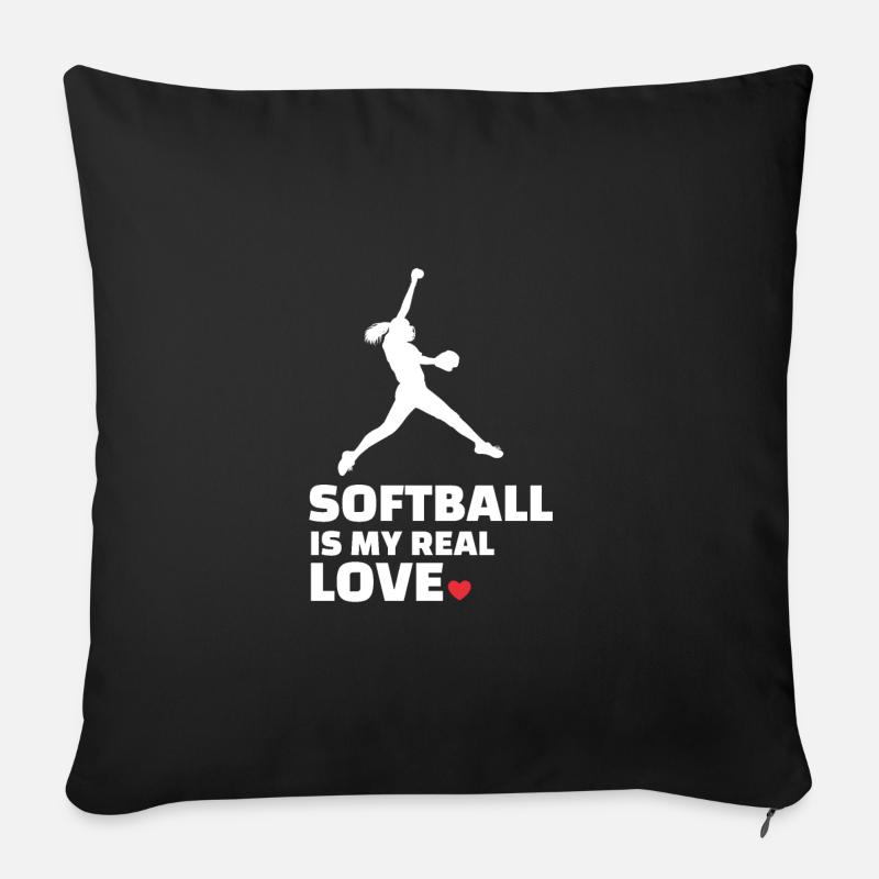 J’adore le softball - Housse de coussin décorative 45 x 45 cm - noir