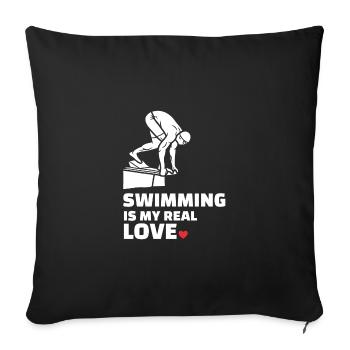 I love swimming - Sofa pillowcase 17,3'' x 17,3'' (45 x 45 cm) - black - Front