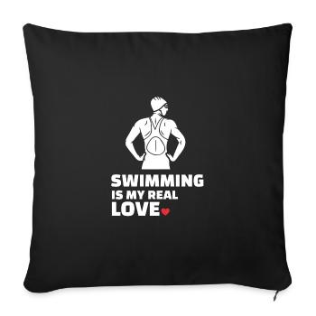 I love swimming - Sofa pillowcase 17,3'' x 17,3'' (45 x 45 cm) - black - Front