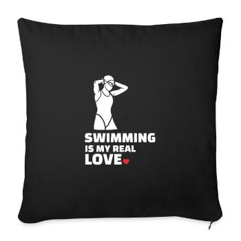 I love swimming - Sofa pillowcase 17,3'' x 17,3'' (45 x 45 cm) - black - Front