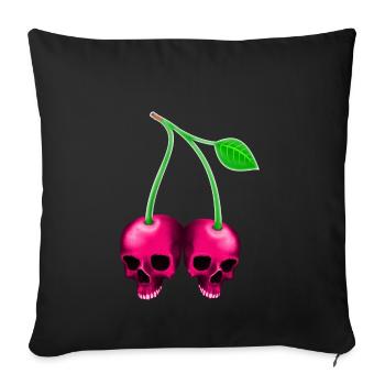 Crâne Cherry Pink - Housse de coussin décorative 45 x 45 cm - noir - Devant