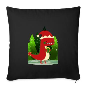 Dinosaure Dino cadeau de Noël Ugly Sweater - Housse de coussin décorative 45 x 45 cm - noir - Devant