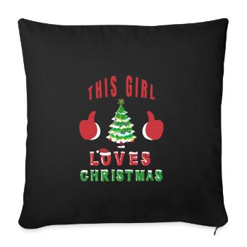 Cette fille aime cadeau de Noël Arbre de Noël - Housse de coussin décorative 45 x 45 cm - noir - Devant