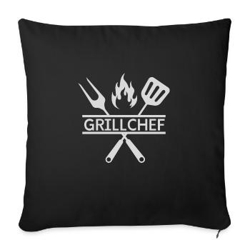 GRILL CHEF KOCH SPRUCH GESCHENK IDEE - Sofakissenbezug 45 x 45 cm - Schwarz - Vorne