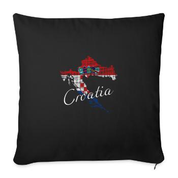 Kroatien Croatia - Sofakissenbezug 45 x 45 cm - Schwarz - Vorne