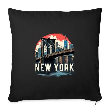 New York – Pont de Brooklyn et Skyline - Housse de coussin décorative 45 x 45 cm - noir - Devant