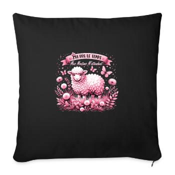 Citation sur les moutons, tee shirt femme mouton - Sofa pillowcase 17,3'' x 17,3'' (45 x 45 cm) - black - Front