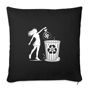 gegen nazis - Gegen Rechts - fck nzs - Sofakissenbezug 45 x 45 cm - Schwarz - Vorne