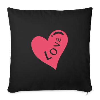 Pink heart - Sofa pillowcase 17,3'' x 17,3'' (45 x 45 cm) - black - Front