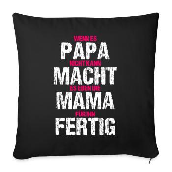 Papa Mama T-Shirt Lustige Familie - Sofakissenbezug 45 x 45 cm - Schwarz - Vorne