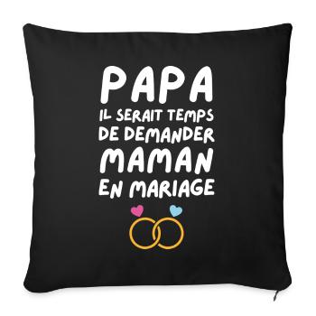 Papa demande en mariage maman - Housse de coussin décorative 45 x 45 cm - noir - Devant