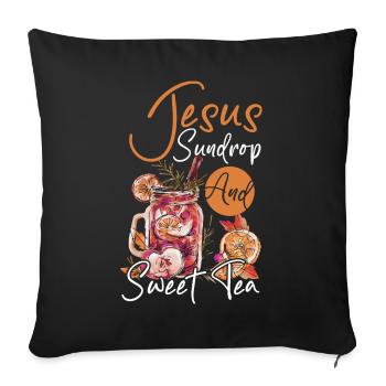 Amateurs de thé glacé Jésus Sundrop et thé sucré - Housse de coussin décorative 45 x 45 cm - noir - Devant