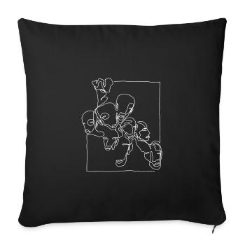 "Faces005" Oneline Premium Design White - Sofa pillowcase 17,3'' x 17,3'' (45 x 45 cm) - black - Front