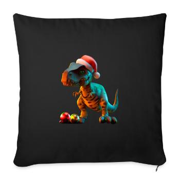 Xmas Trex Dino Weihnachten T-Rex - Sofakissenbezug 45 x 45 cm - Schwarz - Vorne