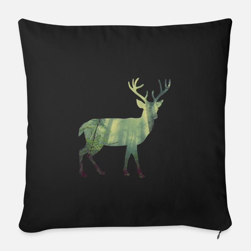 Hirsch - Sofakissenbezug 45 x 45 cm - Schwarz