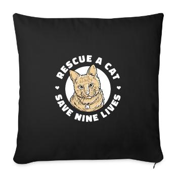 Rescue A Cat Save Nine Lives Cat Owner Animals Kit - Sofakissenbezug 45 x 45 cm - Schwarz - Vorne