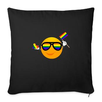 SMILE EMOTICONE LGBTQ - Sofa pillowcase 17,3'' x 17,3'' (45 x 45 cm) - black - Front