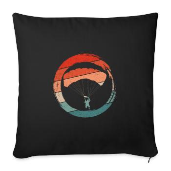 Retro Graphic Paragliding Paraglider Parachute Sky - Sofakissenbezug 45 x 45 cm - Schwarz - Vorne