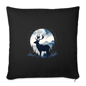 Hirsch Wald Mond Natur - Sofakissenbezug 45 x 45 cm - Schwarz - Vorne