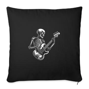 Crâne squelette avec guitare basse - Housse de coussin décorative 45 x 45 cm - noir - Devant
