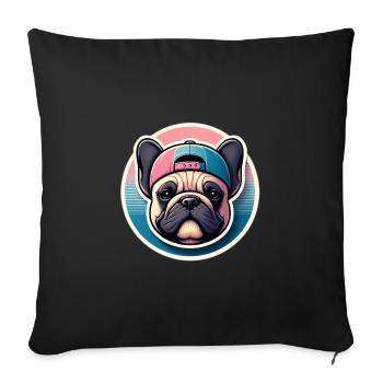 French Bulldog with Pastel Cap - Sofa pillowcase 17,3'' x 17,3'' (45 x 45 cm) - black - Front