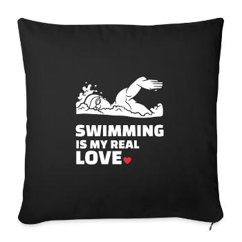 I love swimming - Sofa pillowcase 17,3'' x 17,3'' (45 x 45 cm) - black - Front